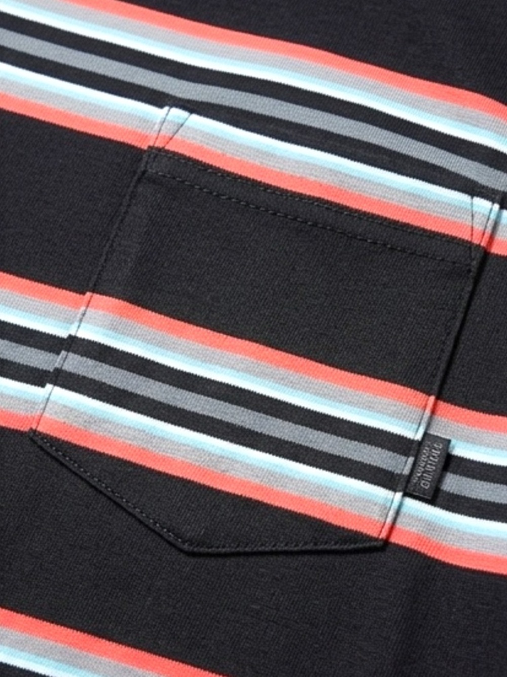 Men's Black Striped Crew Neck T-Shirt with Pocket - Picture 8 of 15